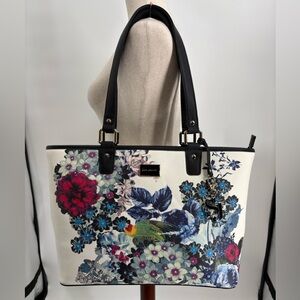 St. John Floral Bird Print Tote Bag | Structured Canvas Shopper